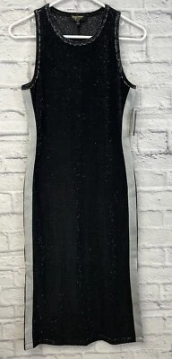 Nuevo Vestido Juicy Couture Negro Sin Mangas para Mujer XS Bodycon Lurex Velour Midi Foto 1 de 4