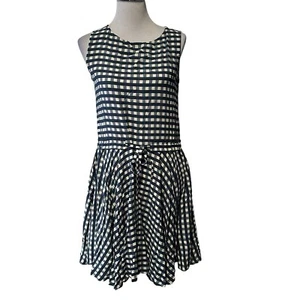 Vestido Vineyard Vines Mujer Talla S Cuadros Guinga Azul Corbata Cintura Acampanado Retro Elegante - Imagen 1 de 10