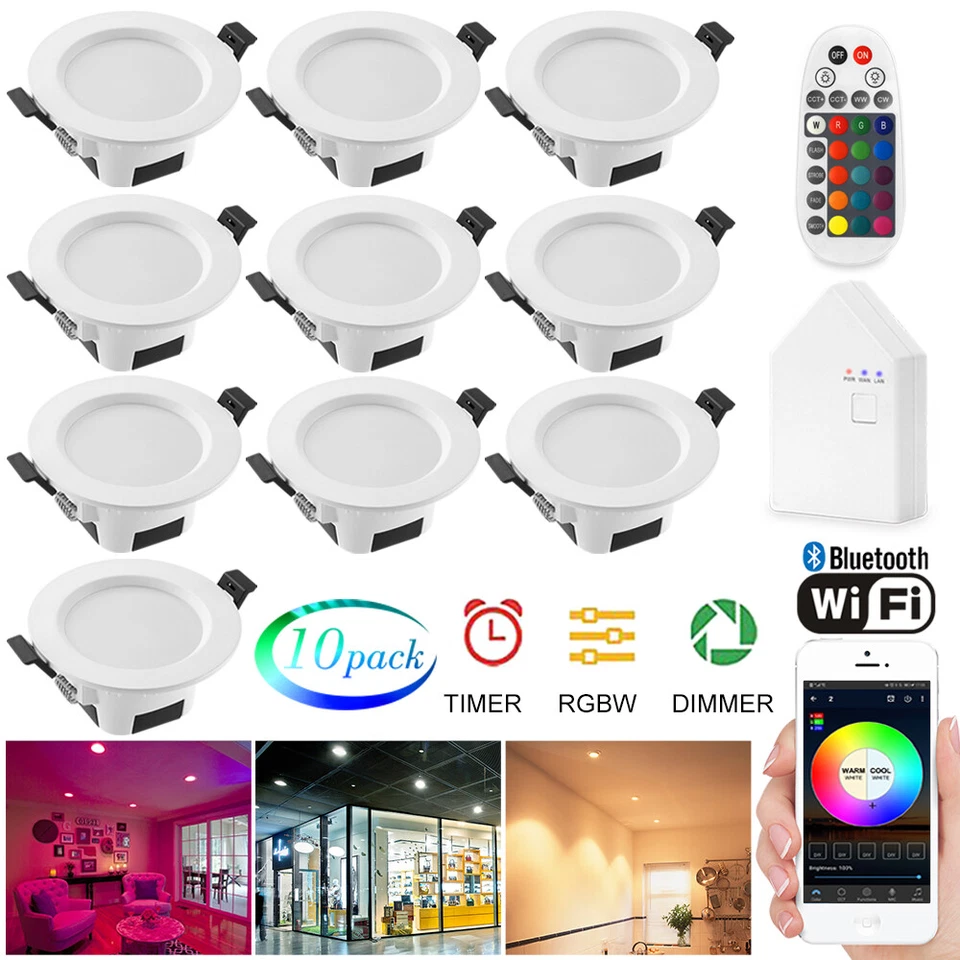 10X 9W RGBWWCW Smart WIFI BT LED Deckenspot Einbauleuchte Strahler+Fernbedienung - Bild 1 von 4