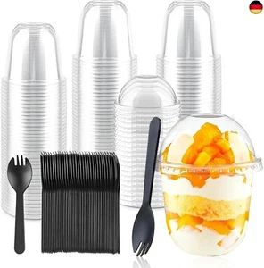 Forhandy 60 Stück Dessertgläser, 360ml Dessertbecher mit Deckel und Löffeln Kl - Bild 1 von 7