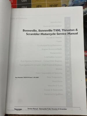 Manual de servicio Triumph para 07 Bonneville, Bonneville T100, Thruxton, Scrambler Foto 1 de 3
