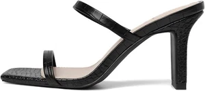 Womens Two Strap Open Toe Block Heeled Sandal Slip On Square Toe Heels(Size:7.5) - Picture 1 of 7