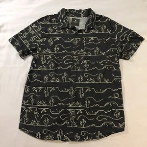 Camicia abbigliamento cibo spazzatura uomo media nera bianca collo cactus manica corta - Foto 1 di 10