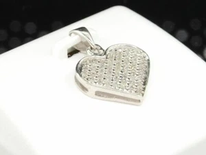LADIES .925 STERLING SILVER DIAMOND LOVE HEART SHAPE PENDANT CHARM FOR NECKLACE - Picture 1 of 6