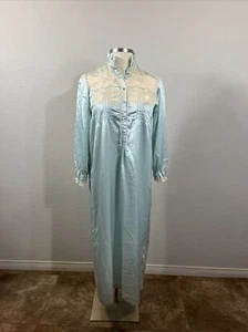 Sound Of Music Robe Maria Teal Blue Pijama Satin Night Gown Vintage 41” - Picture 1 of 10