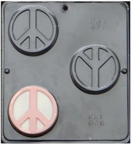NEW Hippy PEACE SIGN Symbol Chocolate Candy Fondant Plaster Clay SOAP Mold - Picture 1 of 1