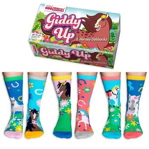 United Oddsocks Giddy Up 6 Oddly Coordinated Multicoloured Kids Socks UK 12-5.5 - Picture 1 of 1