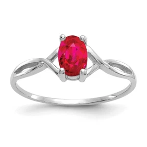14k White Gold Ruby Birthstone Ring for Women Size 7 - Picture 1 of 6