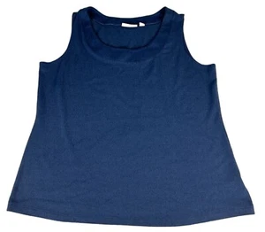 Susan Graver Stretch Layering Tank Top Women's Size L Blue Round Neck Sleeveless - Picture 1 of 5