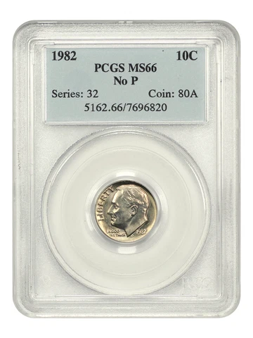 1982 No P 10c PCGS MS66 Cover