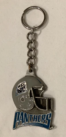 1997 NFL Carolina Panthers Key Tag Ring Chain - Made In USA Of Solid Fine Pewter Cover
