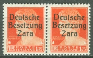 ZARA German Occ. 1943 WWII - 1.75L. TYPE I & II SE-TENANT PAIRS MI. 11 MNH genui - Picture 1 of 2