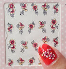 Red 2 Colours One Stroke Flowers Water Transfer Nail Art Stickers Decals Polish
