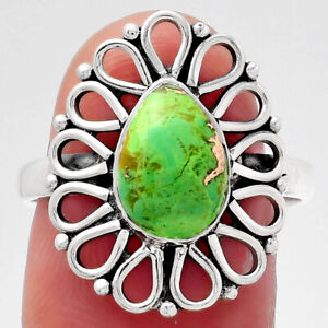 Copper Green Turquoise - Arizona 925 Sterling Silver Ring s.8.5 Jewelry E042