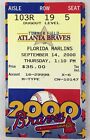 Mlb 2000 09/14 Florida Marlins At Atlanta Braves Ticket Stub