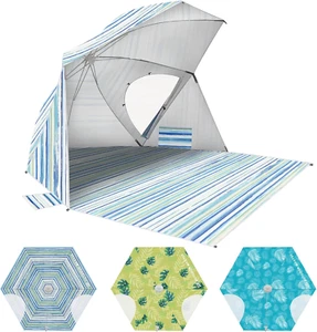 Pop up Beach Umbrella, Portable Beach Tent Shelter, Beach Shade Sun Canopy with - Picture 1 of 7