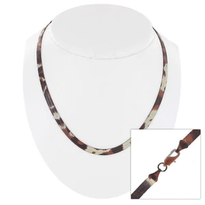 Black Brown White Animal Print Thick Flat Omega Chain Necklace For Women 16" - Picture 1 of 5