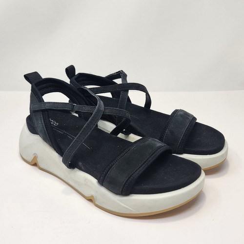 Ecco sandalo sportivo donna nero grosso cinturino alla caviglia zeppa taglia 39 US 8 8 5 comodo