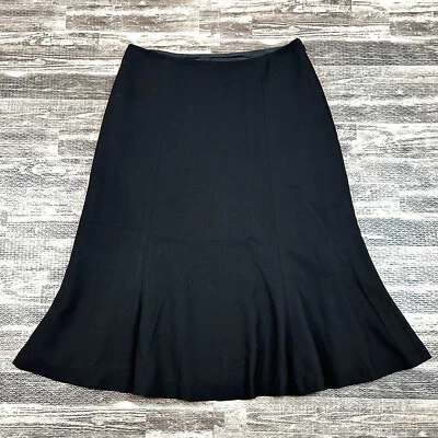 Lauren Ralph Lauren Womens Petite sz 6 6P Black Wool Classic Flare Midi Skirt - Image 1 of 4