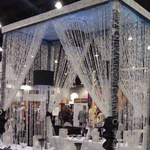 Curtain Backdrop Crystal Bead String Faux Diamond Chandelier Bubble Photo BULK - Picture 1 of 7