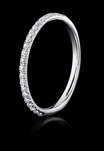 micro pave set diamond wedding band women 14 karat white gold - Picture 1 of 3