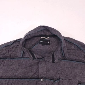 Ocean Current Flannel Long Sleeve Button Up Shirt Men Size Small S Gray Striped - Picture 1 of 10