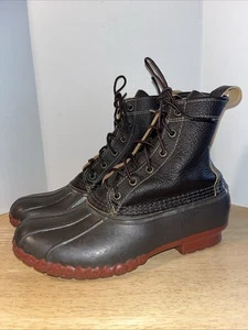 L.L. BEAN 8” Duck Boots Bison Leather Womens 9M Brown Brick Red 274563 USA Made! - Picture 1 of 10
