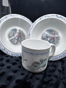Vintage Oneida Peter Rabbit Beatrix Potter 3-piece Melamine Dinner Set Kids Cute - Picture 1 of 5