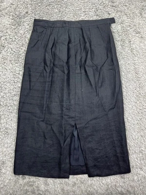 Falda Lillie Rubin Mujer 8 Negro Lino Plisado Midi Lápiz Capricho Bruja Y2K Foto 1 de 4