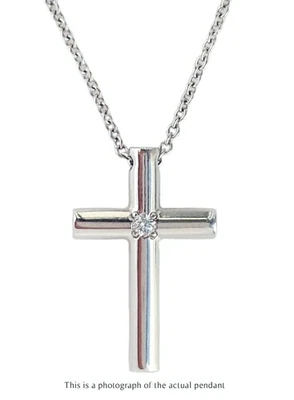 Tiffany & Co. Single Diamond Cross Pendant in 18k White Gold - Image 1 of 4