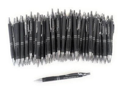 50 Misprint Metal Click Pens VIENNA RHINE Hub Pen Slate Grey/Gray BLUE INK