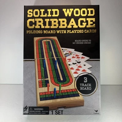 Solid Wood Cardinal 3 Track Cribbage Board 14.7" With Cards & Pegs Brand New - Image 1 of 4
