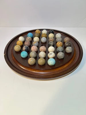 1994 Bombay Company Wooden Marble Solitaire Game, 13.5” Board/36 Marbles - Image 1 of 3