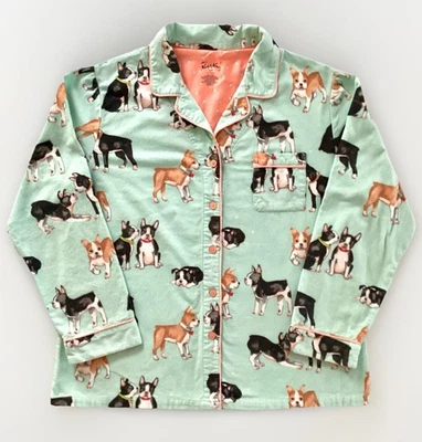 Pijama de franela Nick & Nora Top estampado de perros Boston Terrier camiseta XL Foto 1 de 4