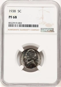 1938 5C Proof Jefferson Nickel NGC PR68 - Picture 1 of 2