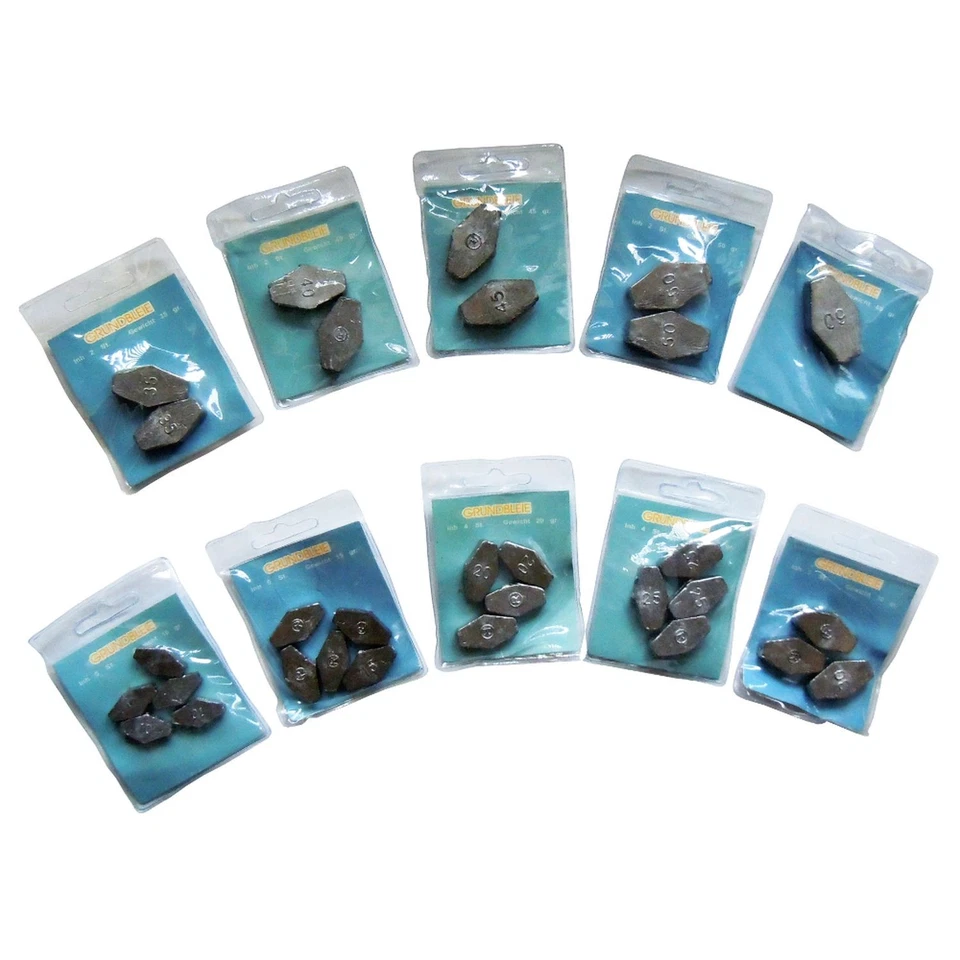 (37,61 EUR/kg) 30 Sargbleie Angelblei Set 10-60 g Grundblei Laufblei Bleie - Bild 1 von 1