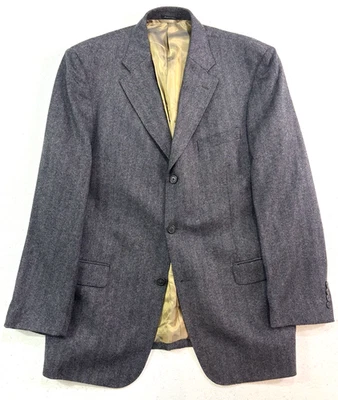 Ibiza 44L 100% Cashmere blazer jacket sport suit coat charcoal gray herringbone - Image 1 of 4
