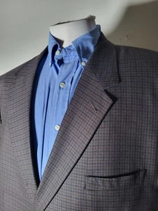 Chaqueta Blazer Abrigo 52R Jos A Bank Azul Oliva Marrón Cuadros de Dientes Seda Lana Tweed - Imagen 1 de 8