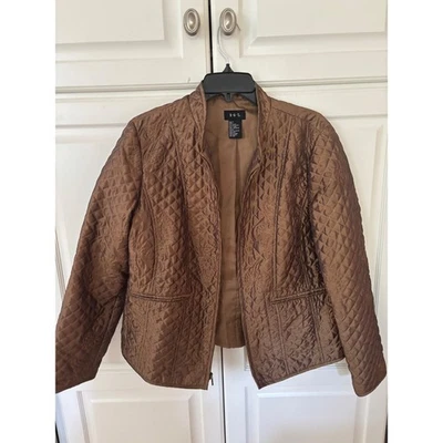 Chaqueta Blazer RQT Acolchada Cachemira Bordada Marrón Para Mujer Talla L Foto 1 de 4