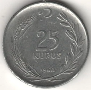 1960 25 KURUS AUS DER TÜRKEI ~ SIE BEWERTEN ES.   stk 60-19 - Bild 1 von 4