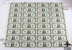 Series 2003 USA $1 Federal Reserve Notes 4 x 8 UNCUT SHEET Total FV $32 - Picture 1 of 12