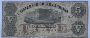 BANCONOTA 2 DOLLARI 1861 CAROLINA DEL SUD BANCONOTA GRANDE MONETA VECCHIA CARTAMONETA GUERRA CIVILE - Foto 1 di 2