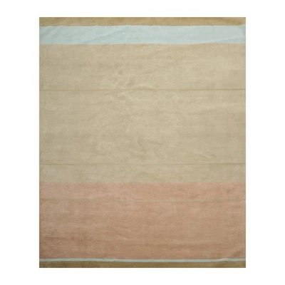 Designer Tibetan 8' x 10' Muted Hand Knotted 100% Wool Modern Oriental Area Rug - Image 1 of 4