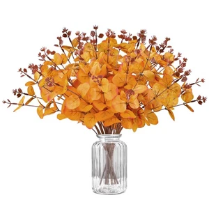 12 Stück Herbst Kunstblumen 2 Stile Orange Eukalyptus Stiele für Herbst Out... - Bild 1 von 7