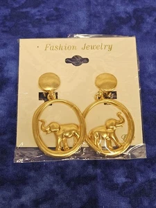 Orecchini Clip On Elefante Tono Oro Gioielli Moda - Foto 1 di 4