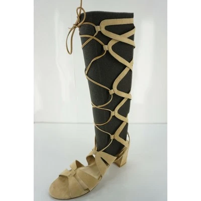 Stuart Weitzman Roman Gladiator Suede Sandal Size 8 Block Heel Open Toe $425 New - Image 1 of 4