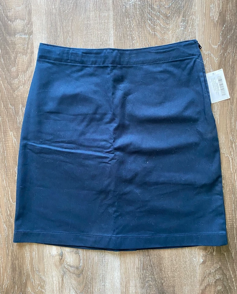 LANDS' END ~ 全新 ~ 女孩校服 Chino Skort ~ 女孩尺寸 12 ~ 海军蓝 ~ 全新带标签 — 第 1/4 张图片