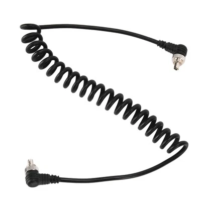 2Pcs Camera Flash Synch Pc Cord Male To Male Speedlite Spring Cable Univer HLF - Image 1 of 4