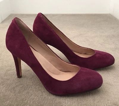 Sapatos femininos Lands' End Ashby roxo camurça salto alto tamanho EUA 7,5 - Imagem 1 de 4
