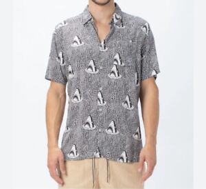 Barney Cools Holiday Short Sleeve Shirt Shark Print Size S
